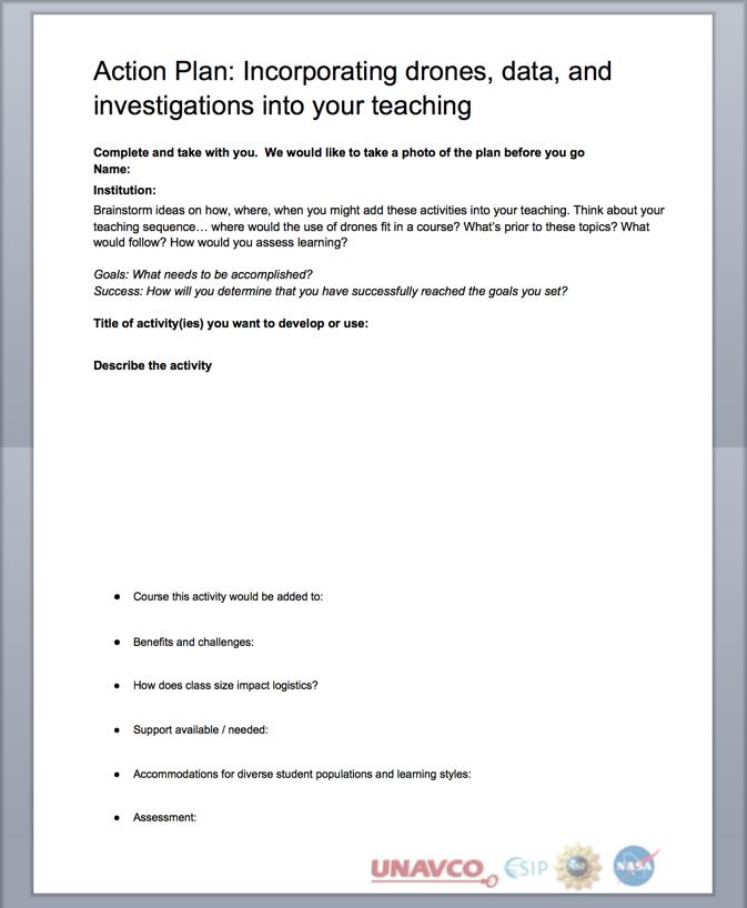 Template for incorporating drones into teaching