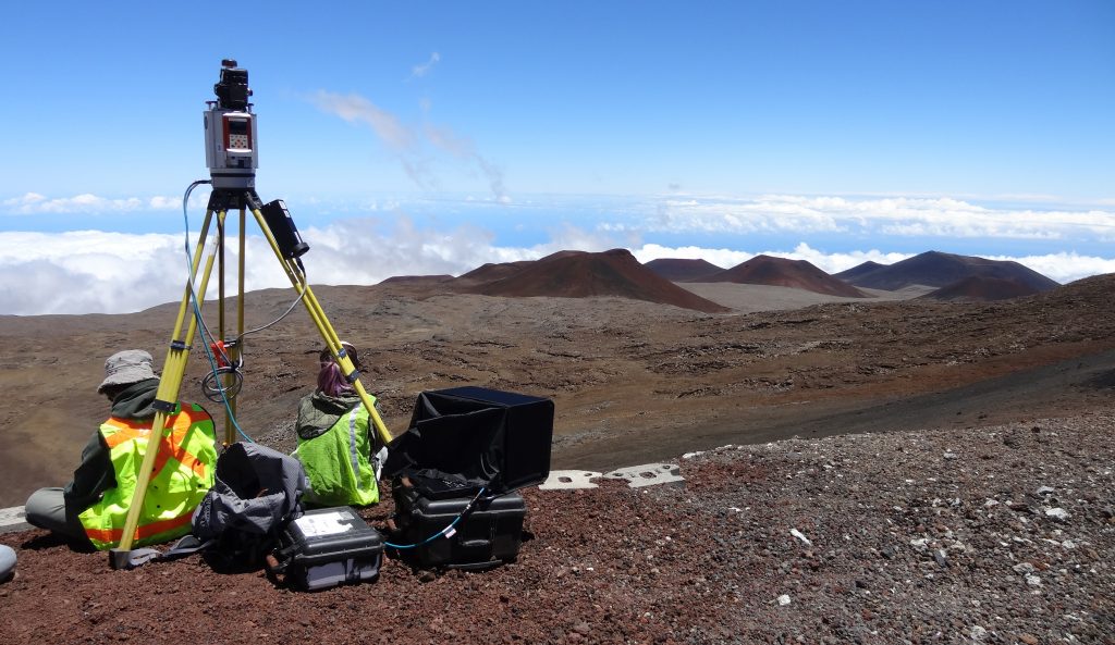 group operating terrestrial laser scanner atop Mauna Kea