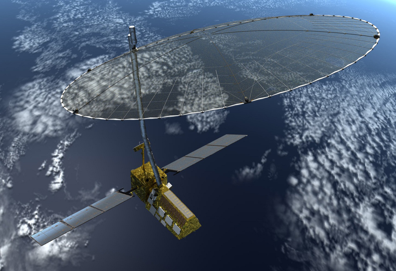 Artist concept of the NASA-ISRO synthetic aperture radar (NISAR) satellite in orbit. (NASA Public Domain image)