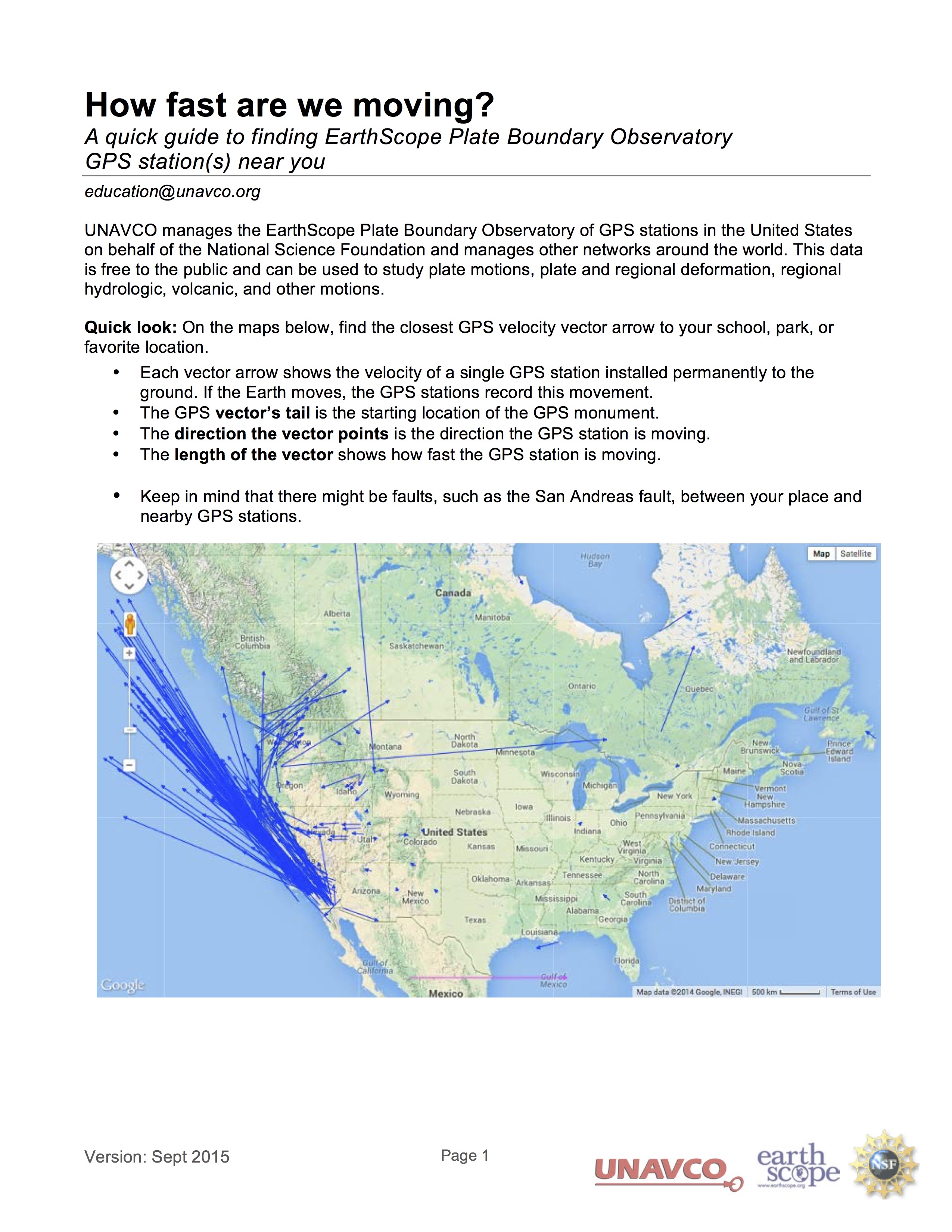 Tectonic motions of the western United States as expressed by vectors.