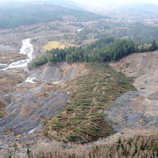 Aerial view of a mudslide in Washington State.