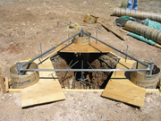 tri-pillar waiting for concrete