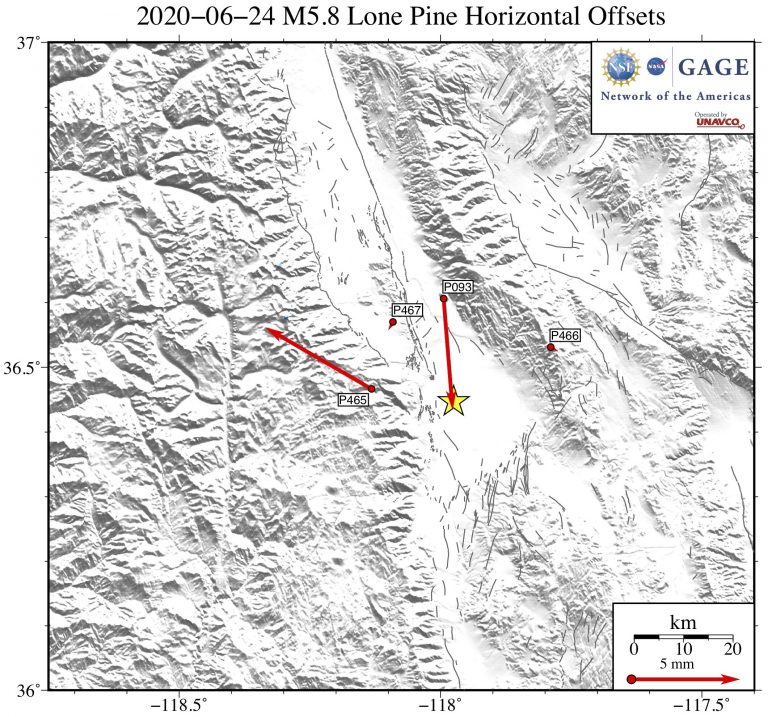 Coseismic offsets of NOTA GNSS stations