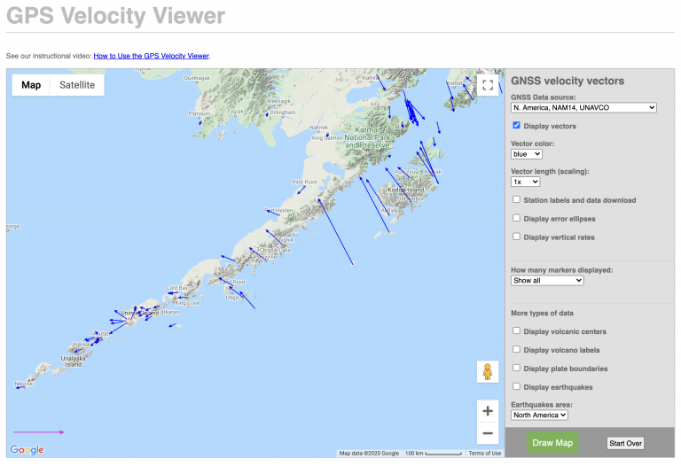 Long-term tectonic velocities of GPS/GNSS stations in the Network of the Americas (NOTA) near the earthquake epicenter