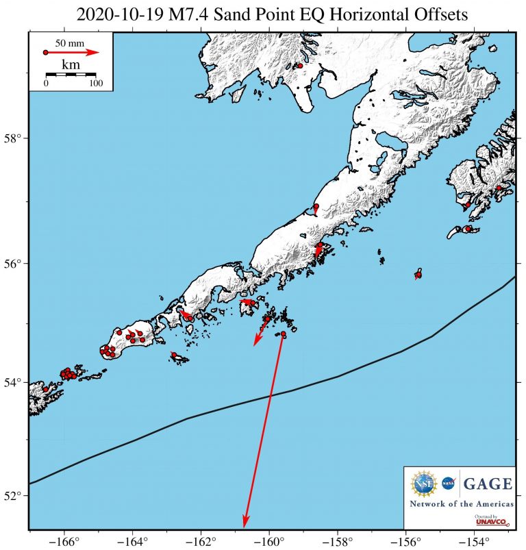 Map of ground displacements