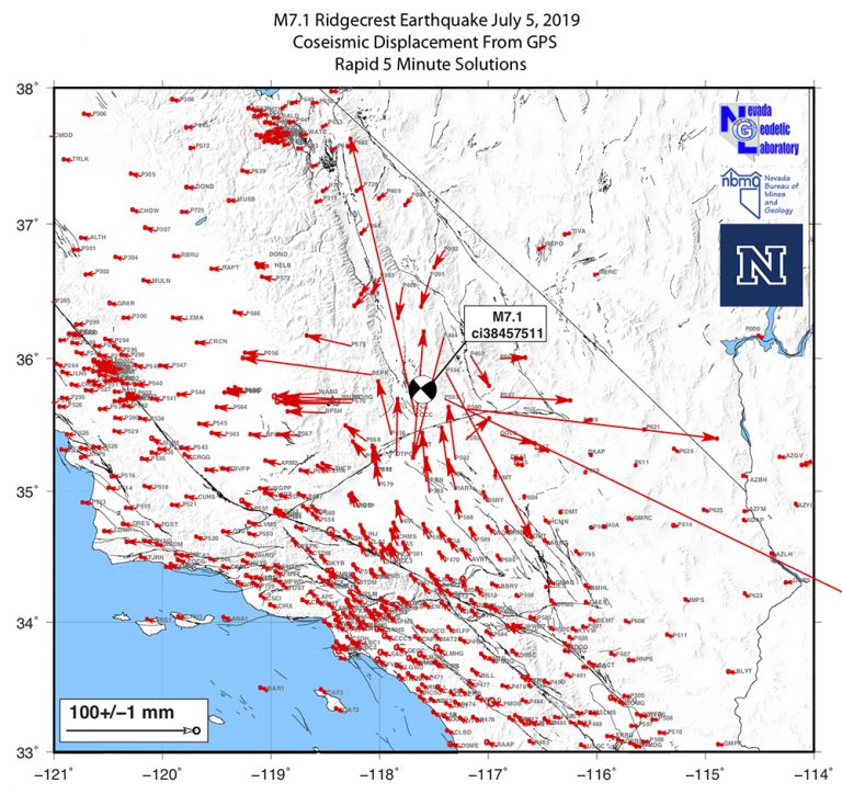 Rapid analysis coseismic offset pattern for the 6 July 2019 M 7.1 event