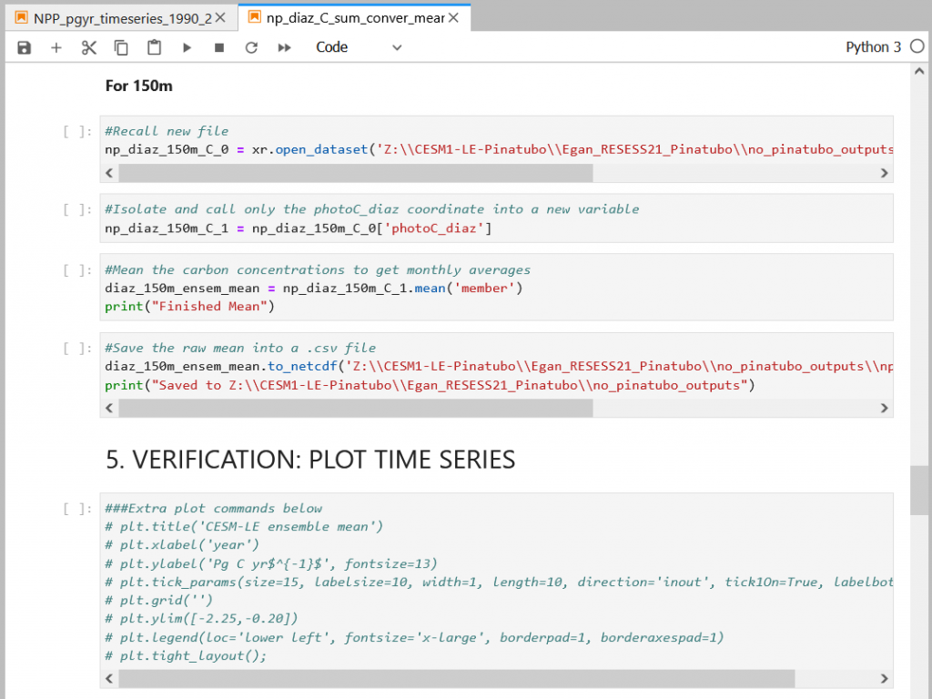 Snippet of Python code, largest text says "Verification: Time Plot Series"