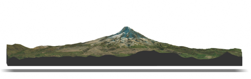 Mount Hood LiDAR and satellite rendering figure. 