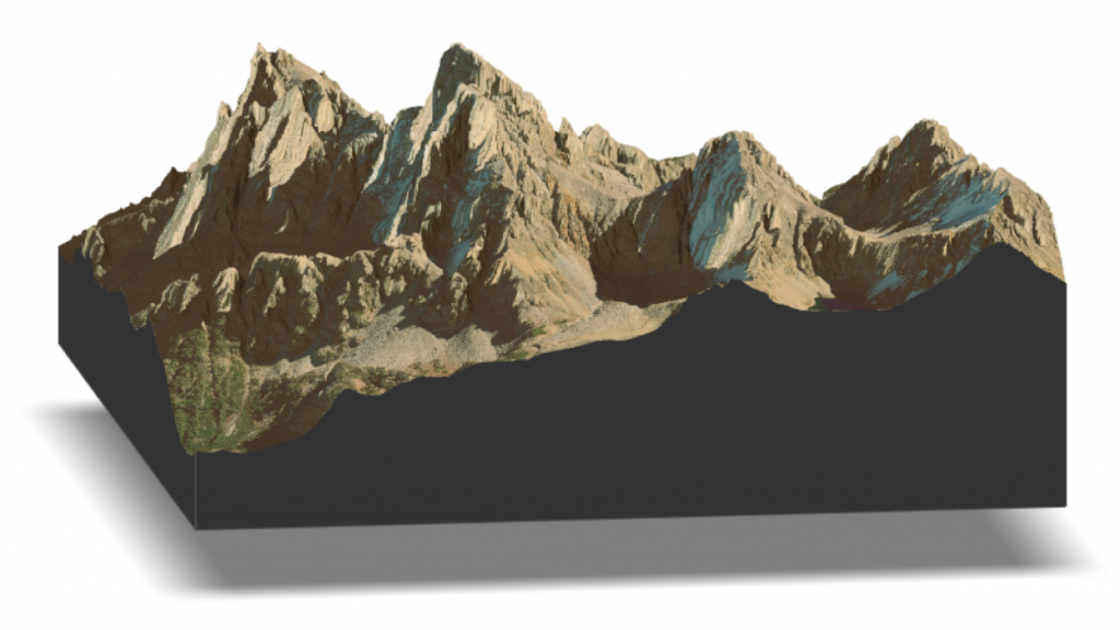 Grand Teton LiDAR and satellite rendering