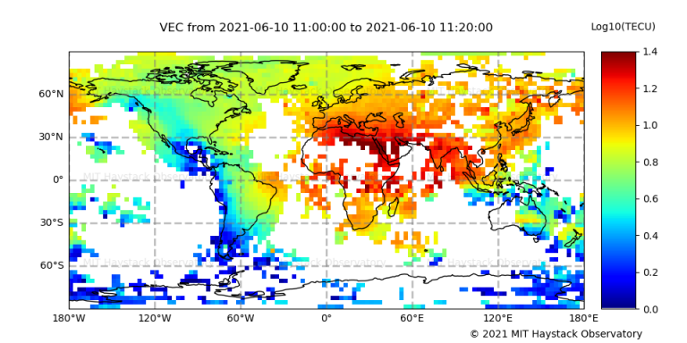 map plot of total electron count data