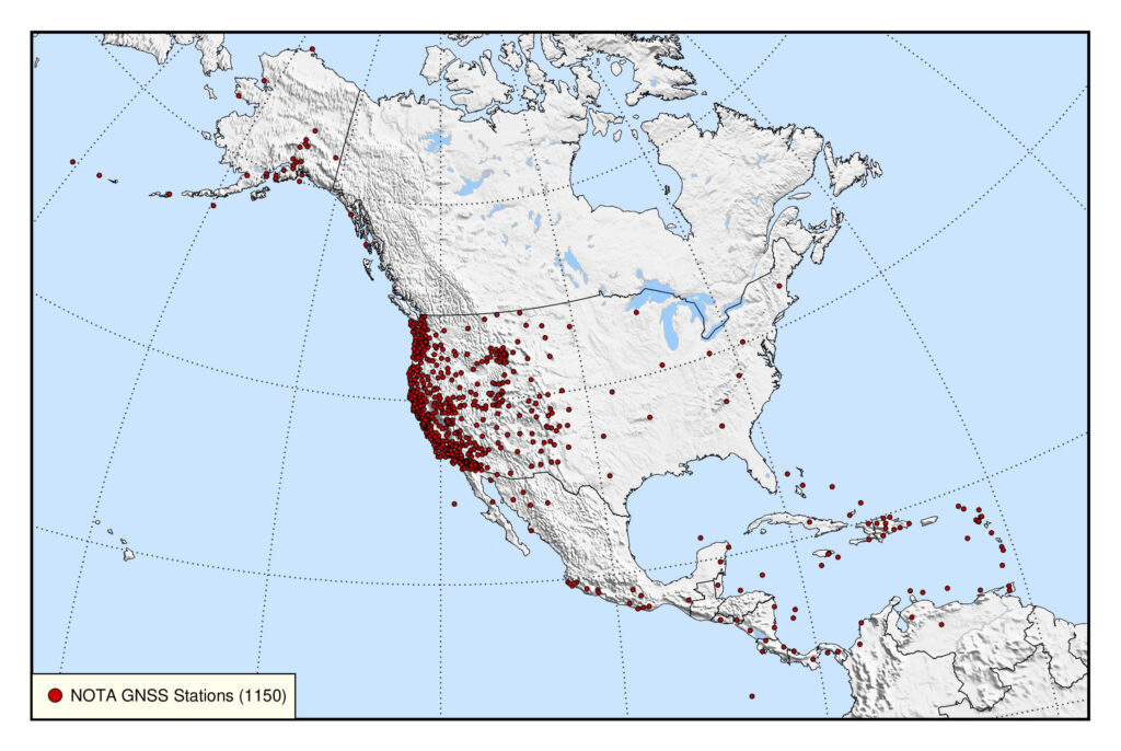 map of North America showing station locations