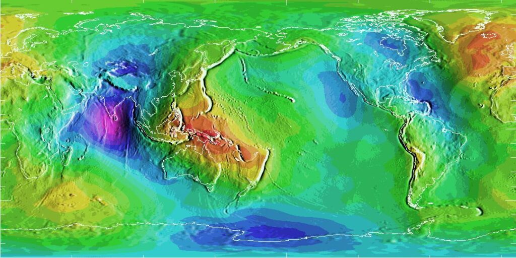 color gravity map of Earth