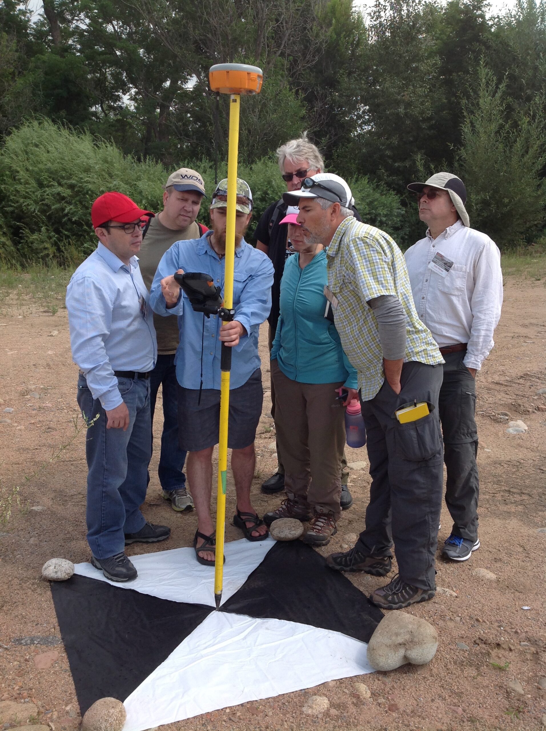 group works with GPS instrument