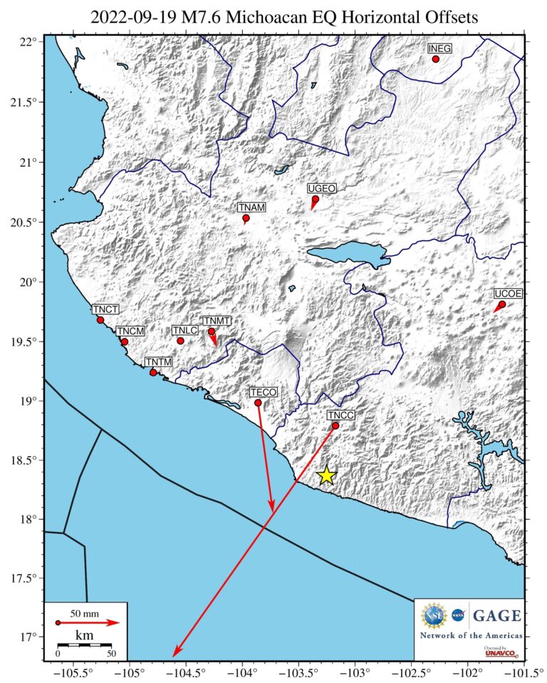 map showing offset vectors